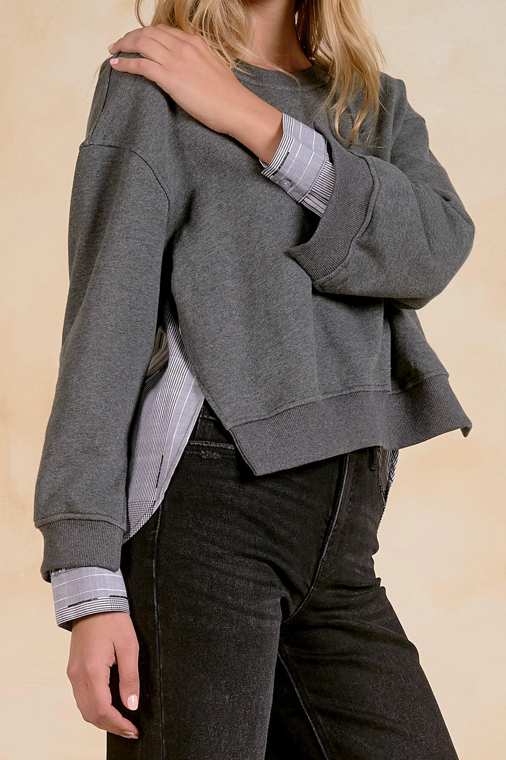 Mollie Top Grey Plaid - Shop Elan