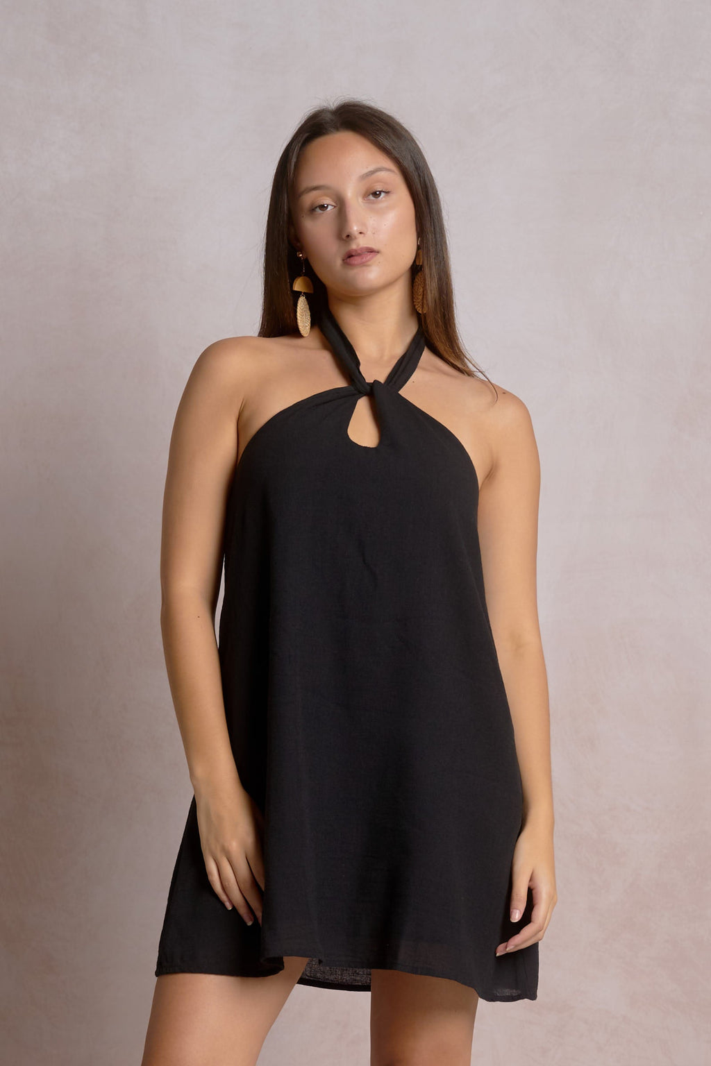 Draped Back Lightweight Mini Dress