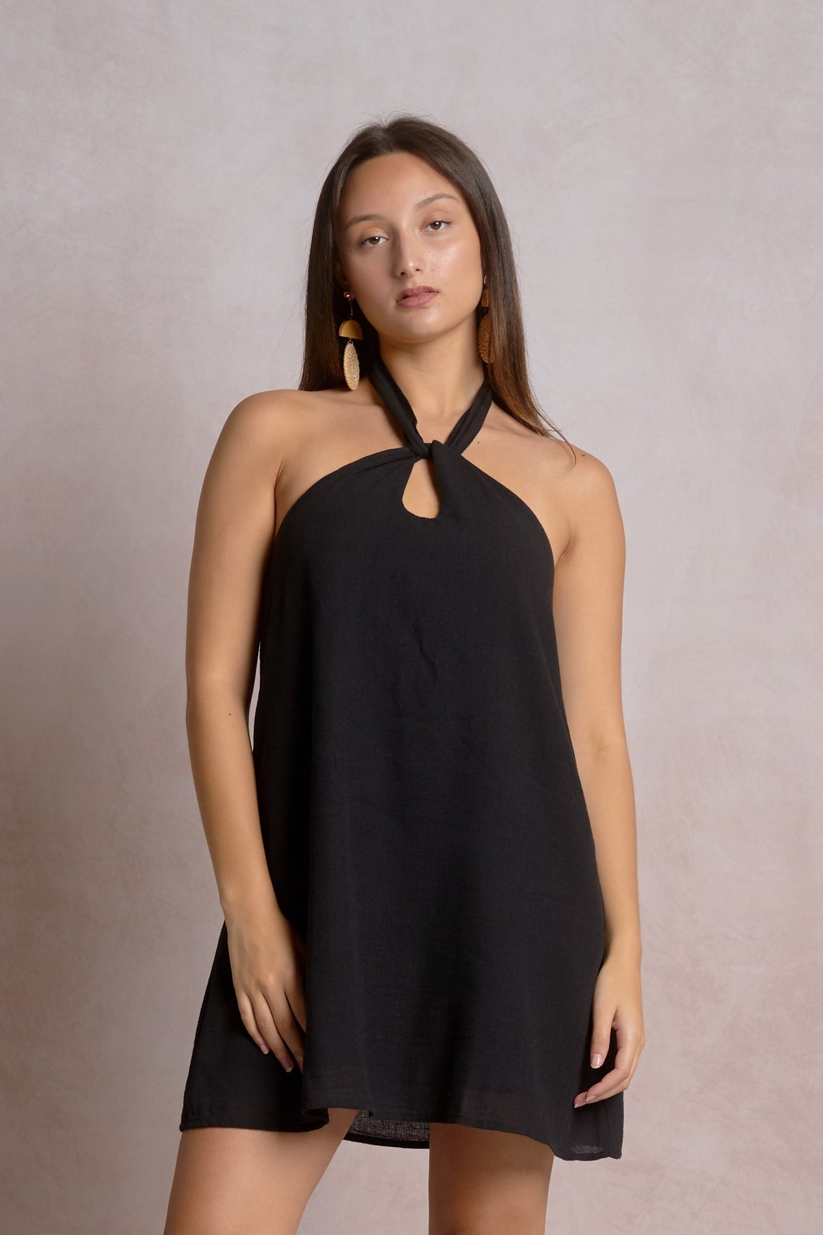 Draped Back Lightweight Mini Dress
