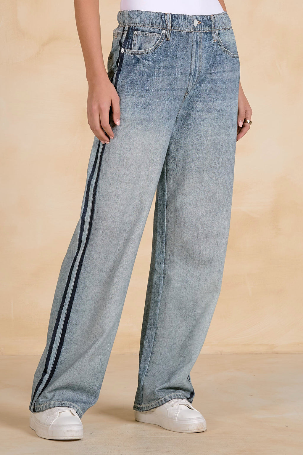Jojo Denim Track Sweatpants Blue - Shop Elan