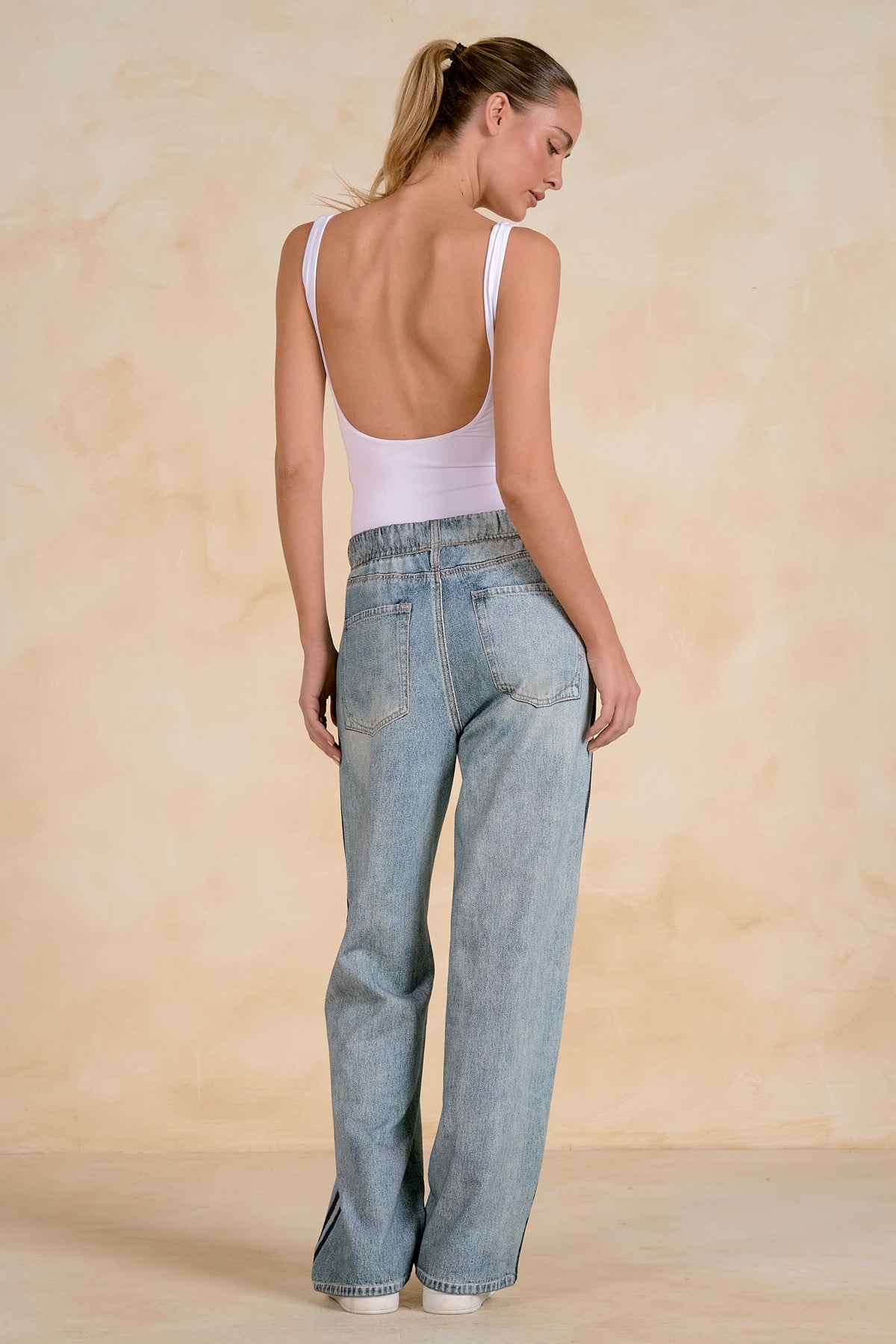 Jojo Denim Track Sweatpants Blue - Shop Elan