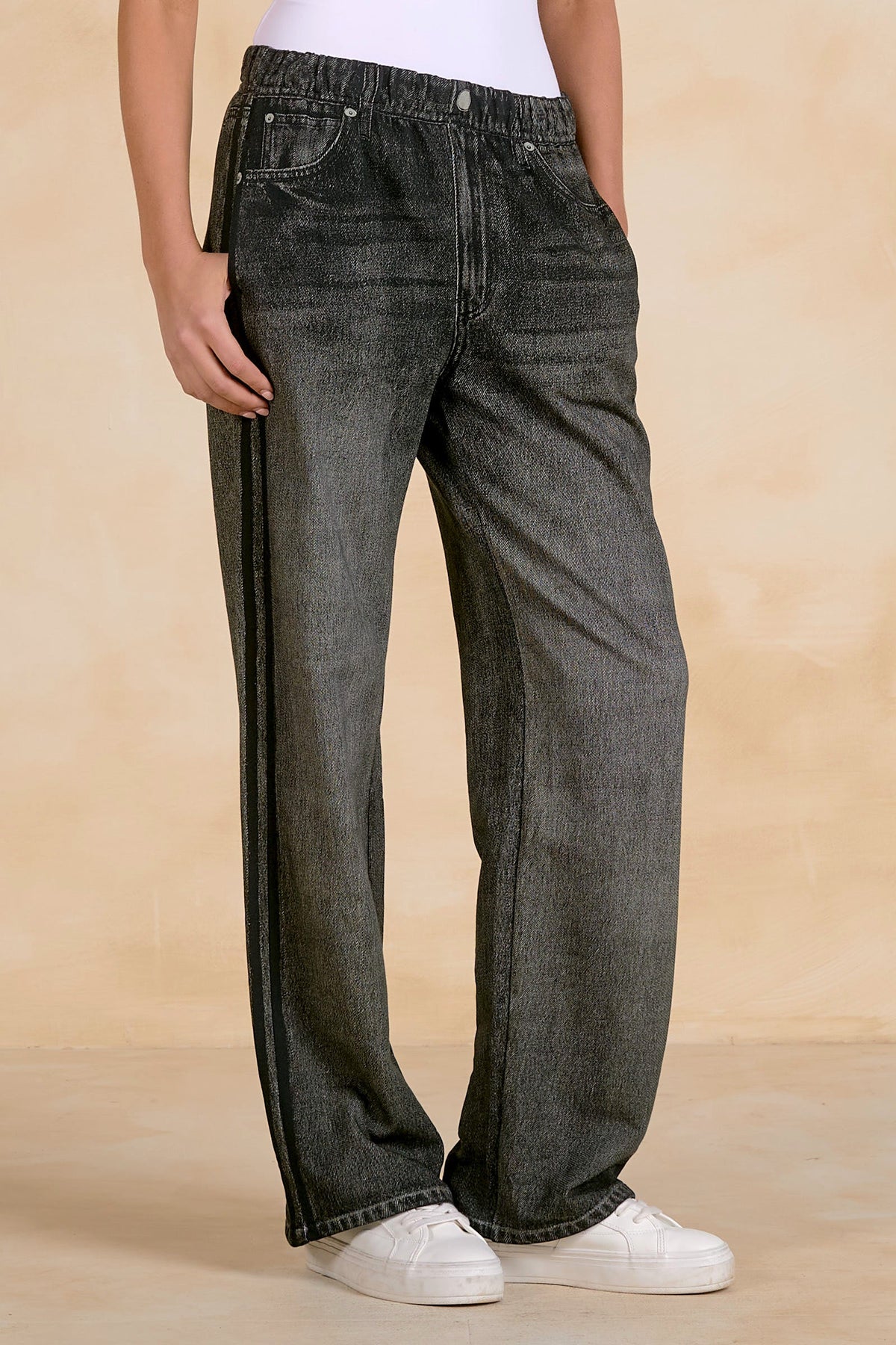 Jojo Denim Track Sweatpants Charcoal - Shop Elan