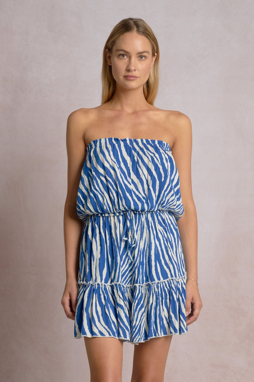 Zebra Mini Dress Blue Zebra - Shop Elan