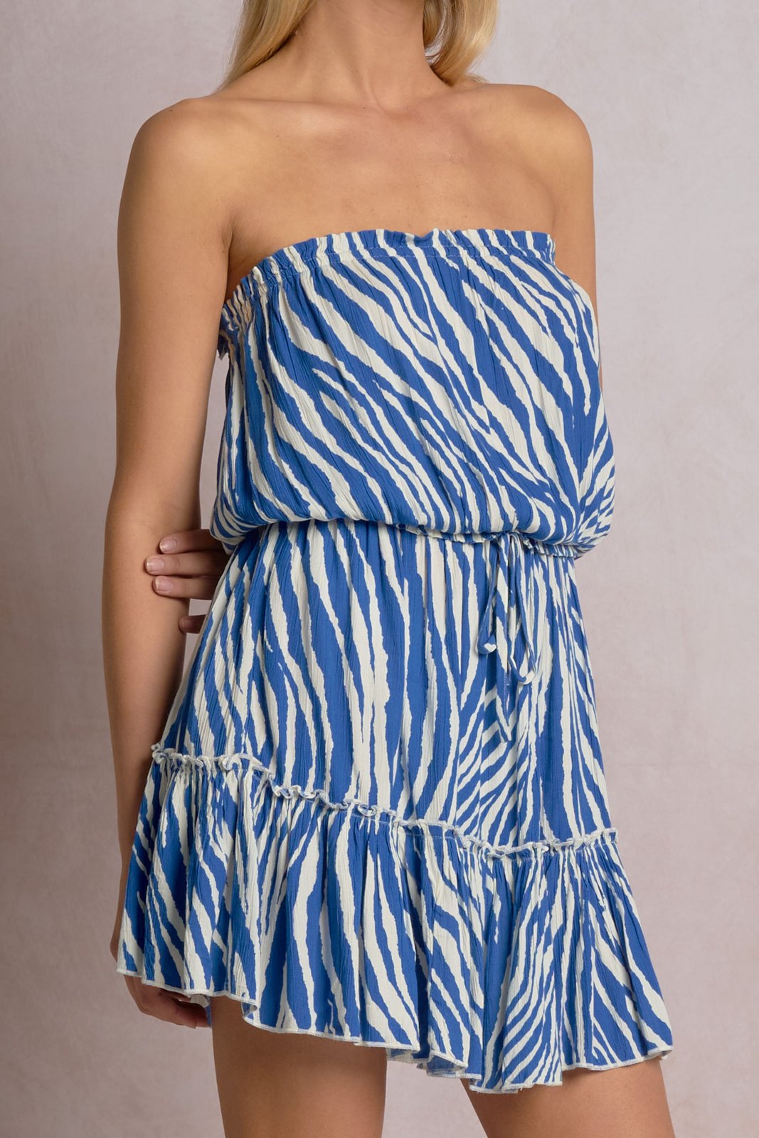 Zebra Mini Dress Blue Zebra - Shop Elan