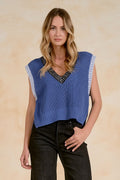 Sierra Sweater Vest Sapphire Blue - Shop Elan