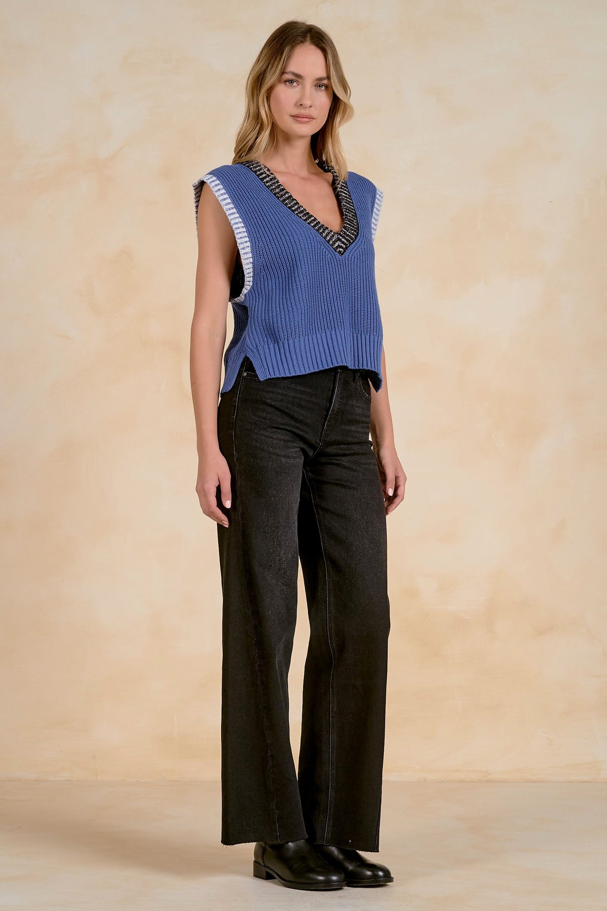 Sierra Sweater Vest Sapphire Blue - Shop Elan