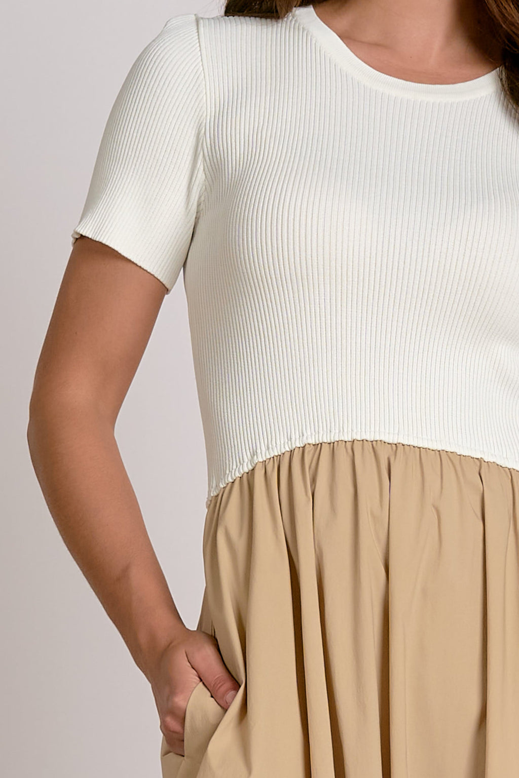Riley Dress White Tan - Shop Elan