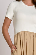 Riley Dress White Tan - Shop Elan