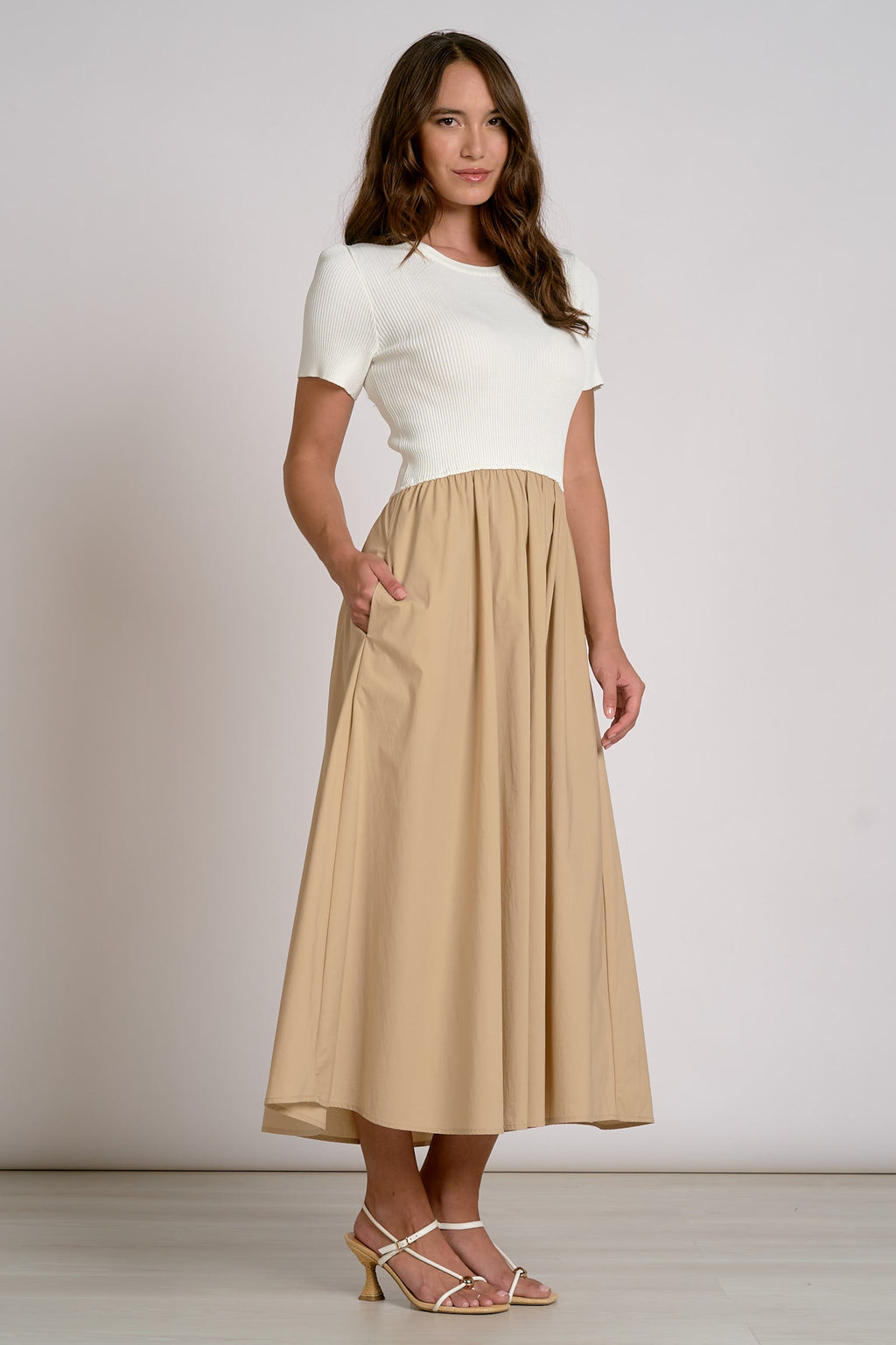 Riley Dress White Tan - Shop Elan