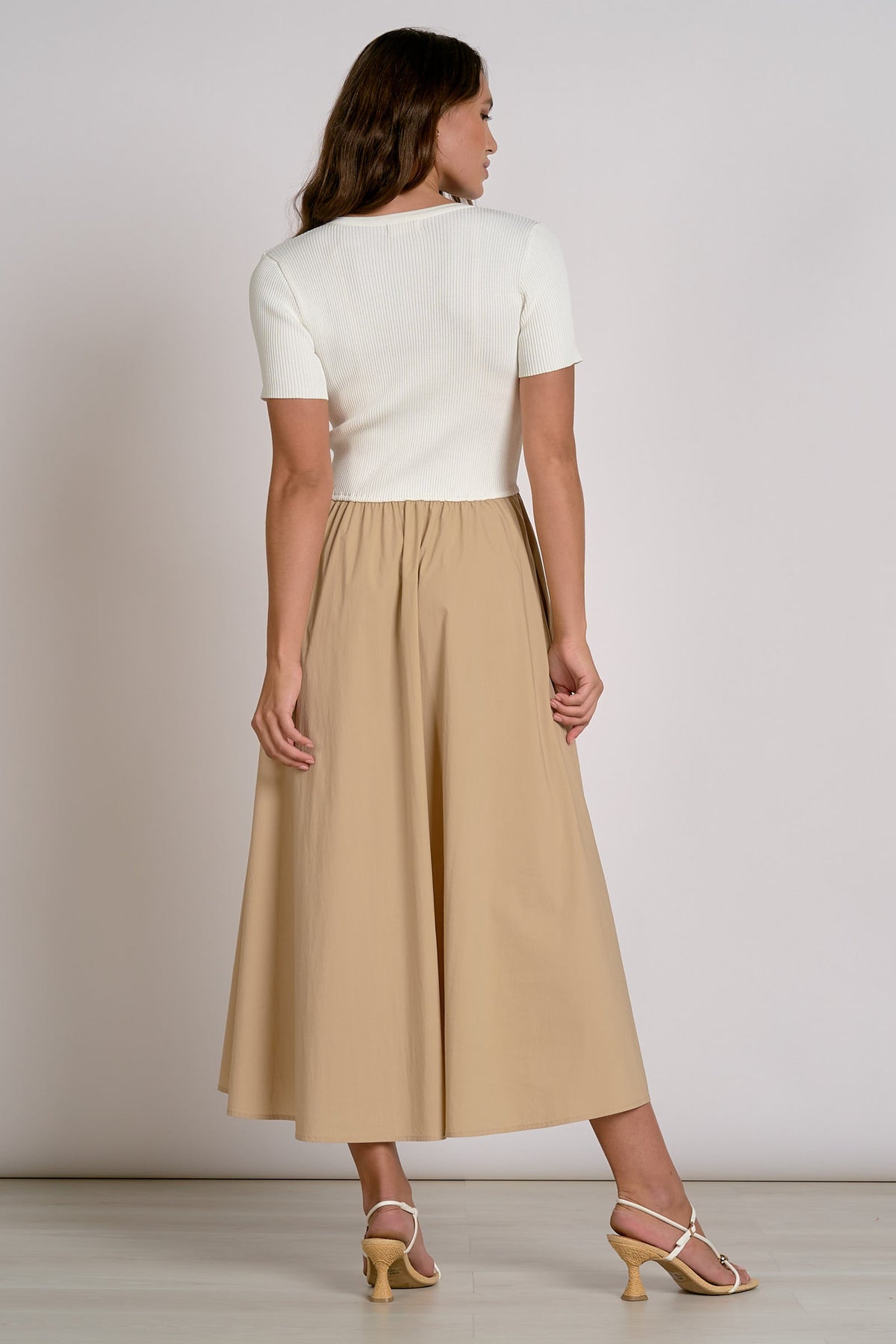 Riley Dress White Tan - Shop Elan